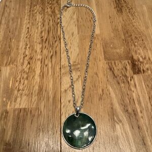 Whimsical Green Pendant Necklace with Silver Chain